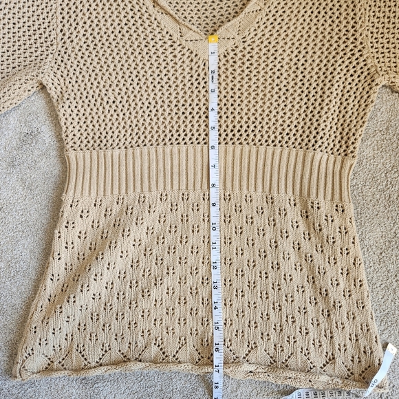 Y2K Vintage 2000s Babydoll Crochet Knit Top Sweater Empire Waist Size Large - Picture 11 of 11